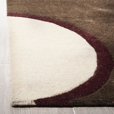 Handmade Round Ivory Wool and Viscose Tufted Rug