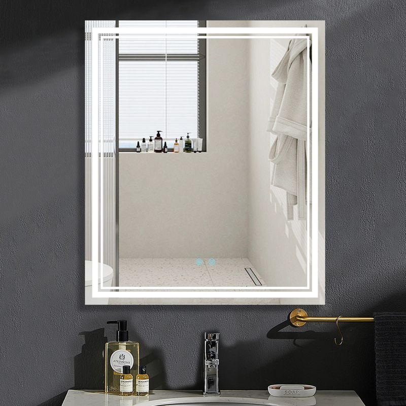 April Anti-Fog Frameless Rectangular LED Bathroom Vanity Mirror, Wall Mounted with Adjustable Light,Smart Touch Button-The Pop Home, 1 of 9