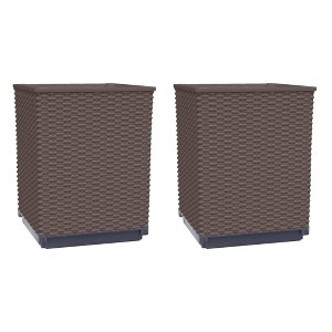 vidaXL Planters 2 pcs Brown 11.8"x11.8"x14.6" Polypropylene - 1 of 4