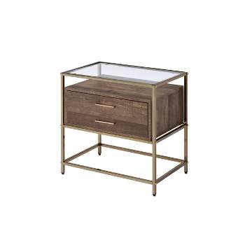 Knave Accent Table Walnut/Champagne - Acme Furniture