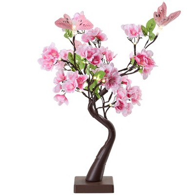 The Lakeside Collection Tree Floral Butterfly 20 Light Count Tabletop Decor Pink Or Yellow