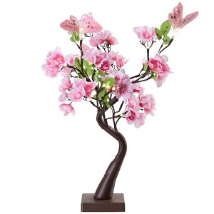 The Lakeside Collection Tree Floral Butterfly 20 Light Count Tabletop Decor Pink Or Yellow - 1 of 2