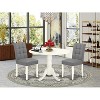 Round Dining Table Set with 2 Chairs - Modern Kitchen Table & Chair Set - Linen White - 2 of 4