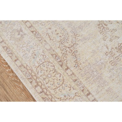 Ivory Medallion Braided Synthetic Runner Rug 2'7" x 8'