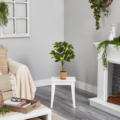 24-Inch Faux Potted Lemon Tree with Green Leaves