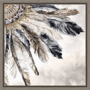 Amanti Art 16"x16" Necklace of Feathers III by Eva Watts Framed Canvas Wall Art Print: Modern Style, Polystyrene Frame, Lithograph Medium - 1 of 4