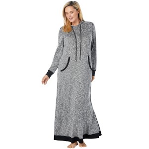 Dreams & Co. Plus Size Marled Hoodie Sleep Lounger - 1 of 4