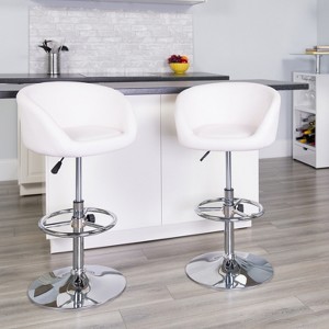 Emma and Oliver Barrel Back Swivel Adjustable Height Barstool with Chrome Base - 1 of 4