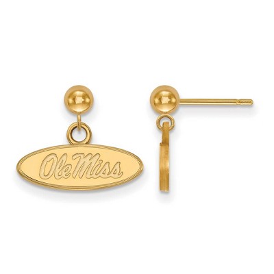 Black Bow Jewelry 14k Yellow Gold Mississippi Rebels NCAA Dangle Earrings