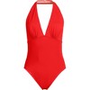 Lands' End Women's SlenderSuit Halter Ruched Plunge High Leg One Piece Swimsuit - 3 of 4