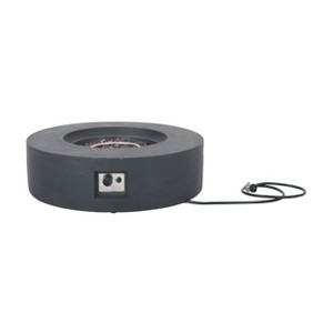 Aidan Outdoor 50000 BTU Light Weight Concrete Circular Fire Pit Dark Gray - Christopher Knight Home: No Assembly, Push Button Ignition - 1 of 4