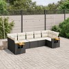 vidaXL 7 Piece Patio Sofa Set with Cushions Black and Cream Poly Rattan - 2 of 4