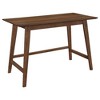 Vynxaria Retro-Inspired 2-Piece Writing Desk Set - Walnut Finish, Grey Leatherette Chair, Solid Hardwood, Low-Profile Aesthetic - 4 of 4