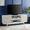 Tay 2 Shelf Pattern Media Stand - White Washed - Safavieh - 2 of 4