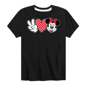 Girls' - Disney - Peace Love Minnie Short Sleeve Graphic T-Shirt - 1 of 4