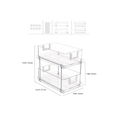 J&V TEXTILES 2 Tier Clear Organizer with Dividers for Cabinet/Counter, MultiUse Slide-Out Storage Container - Kitchen, Pantry, Medicine Storage Bins — фото 2