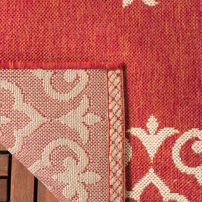 Red and Cream Synthetic Non-slip Indoor/Outdoor Area Rug
