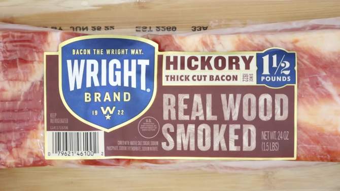 Wright Brand Naturally Smoked Hickory Bacon - 24oz, 2 of 16, play video