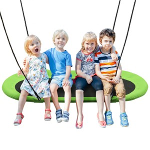 Infans 60" Saucer Tree Swing Surf Outdoor Adjustable Kids Giant Oval Platform Green - 1 of 4