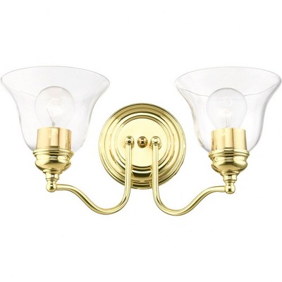 Elegant Polished Brass 2-Light Vanity with Clear Glass Shades