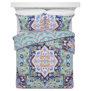 Blue Geo Kasbah Comforter Set (Full/Queen) 3pc - Boho Boutique