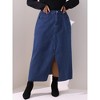 Agnes Orinda Women's Plus Size Casual High Waisted Front Slit Stretch Maxi Denim Skirts - 2 of 4