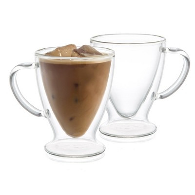 Iced Coffee High Borosilicate Glass Cup With Handles, Irish Glass