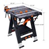 AZL1 Life Concept Folding Table 2 in 1 Sawhorse Workbench 2 Clamps Adjustable Height Compact for Home Garage Lawn Storage, Black, 33.3"*27.4"*6.7" - 3 of 4