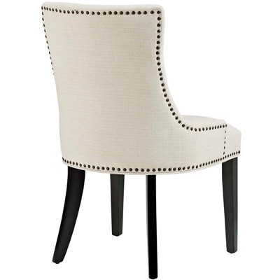 Beige Upholstered Faux Leather Parsons Side Chair with Wood Legs