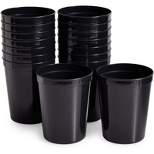 Juvale 16 Pack 16 oz Reusable Stadium Cups, Plastic Tumblers for Party, Black