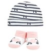 Hudson Baby Infant Girl Cap and Socks Set, Berry Floral, 0-9 Months - 4 of 4