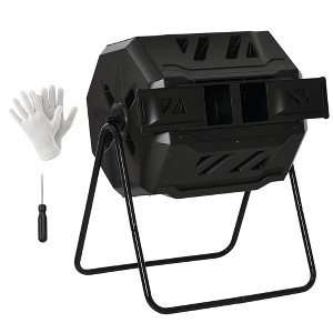 Tumbling Compost Bin Outdoor 360 Degree Dual Chamber Rotating Composter 43 Gallon - 1 of 4