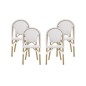 Elize 4pk Outdoor French Bistro Chairs - Gray/White/Bamboo - Christopher Knight Home