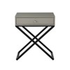 Gulches 23" Taupe Wooden End Side Table Nightstand with Glass Top, Drawer and Metal Cross Base - 2 of 4
