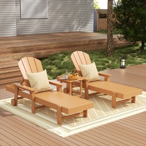 WestinTrends Malibu 3 Piece Adirondack Reclining Chaise Lounge With Arms & Wheels - 1 of 4