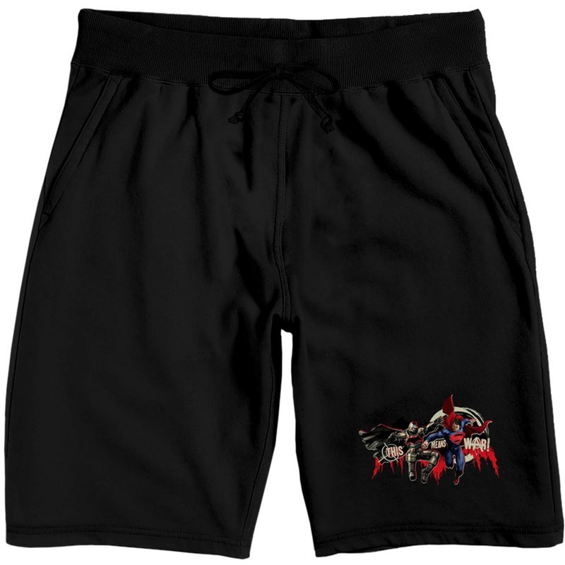 Batman vs Superman: Dawn of Justice Superheroes in Fight Position Men's Black Graphic Shorts, 1 of 2