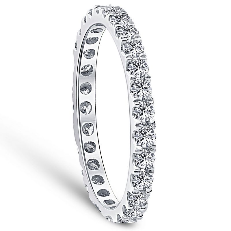 Pompeii3 7/8 ctw Diamond Eternity Ring Stackable French Prong Wedding Band 14k Gold White, 3 of 6