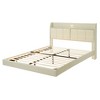 DOMETOUR Queen Floating Bed Frame w/Storage Headboard, Upholstered Platform Bed w/Night Light & USB Charger, Beige - 4 of 4