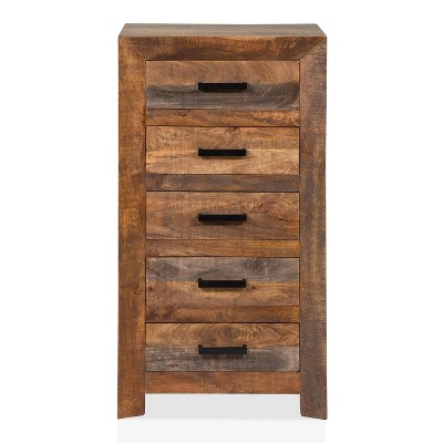 Quinto 5 Drawer Chest Natural Rustic - Furniture Of America : Target