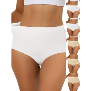 INSPIRE CHIC Women's Elastic High-Waisted Unlined Breathable No-Show Hipster Underwear 6 Packs - 1 of 4