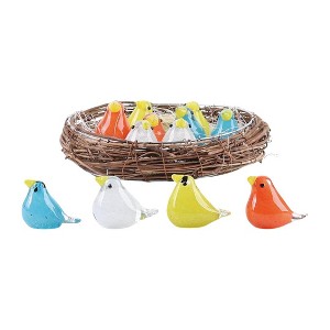 Transpac Mini Glass Colorful Birds In Nest Display Home Decorations Spring - 1 of 1