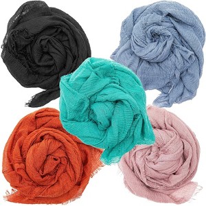 Zodaca 5 Pack Lightweight Shawl Head Wrap, Hijab Scarf for Neck Hair, Scarfs for Women in 5 Colors, 70 x 36 in - 1 of 4