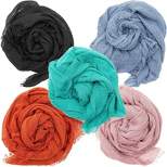 Zodaca 5 Pack Lightweight Shawl Head Wrap, Hijab Scarf for Neck Hair, Scarfs for Women in 5 Colors, 70 x 36 in