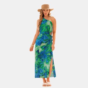 Women's Vibrant Tie-Dye Maxi Dress with Slit for Beach Getaways - Cupshe - 1 of 4