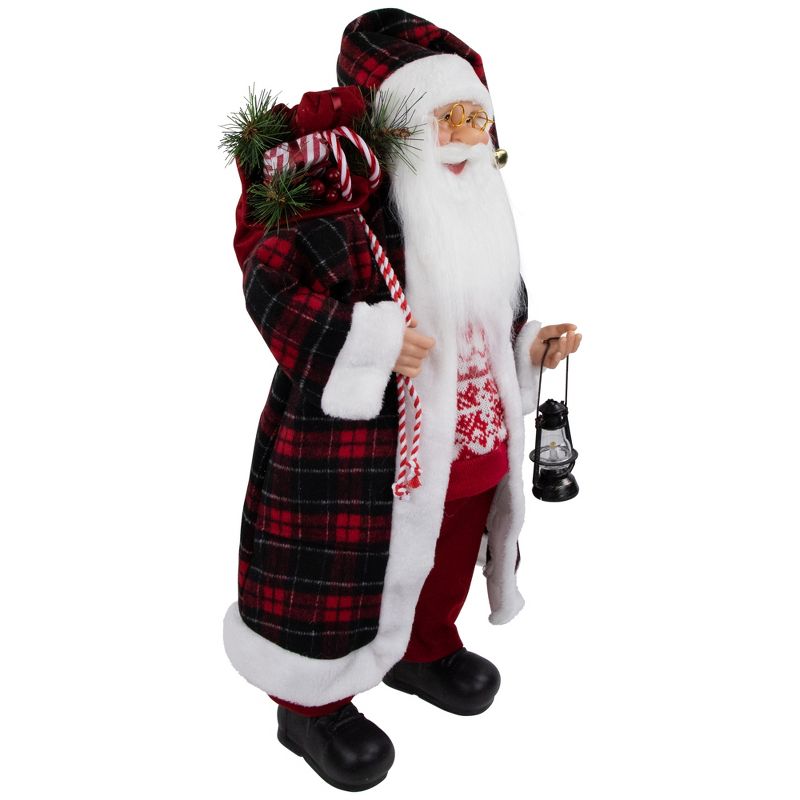 Northlight 24" Red and White Santa Claus with Lantern and Gift Bag Christmas Figure, 3 of 6