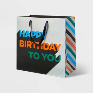 Happy Birthday To You Large Gift Bag - Spritz™: Multicolor Typography, Boys, 15"x15"x8" - 1 of 3