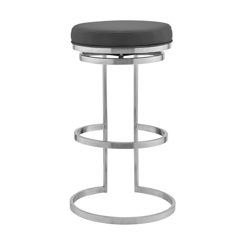 30&#34; Vander Counter Height Barstool with Gray Faux Leather Brushed Stainless Steel - Armen Living, 3 of 8