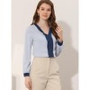 Allegra K Women's Split Neck Pleated Front Office Work Contrast Color Blouse - 2 of 4
