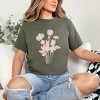 S.W.Smiley Pink Flower Silohuette - Women's Short Sleeve Graphic T-Shirt - 3 of 4