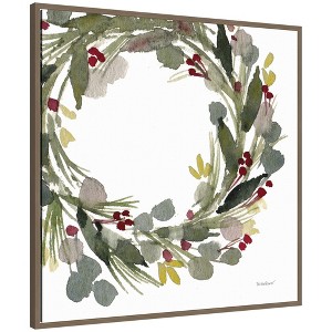 Kate & Laurel All Things Decor Sylvie Framed Canvas Loose Christmas Wreath by Patricia Shaw - 1 of 4